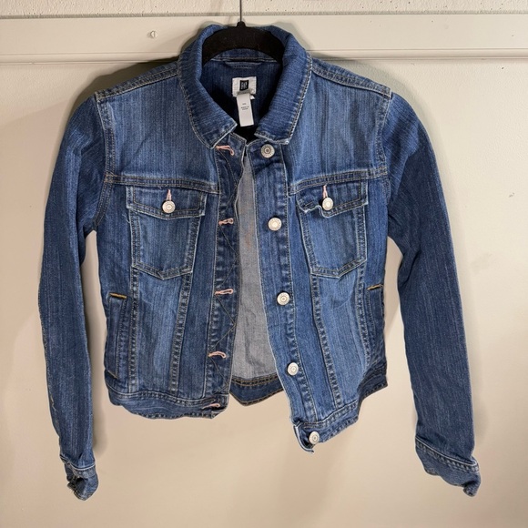 Gap Kids Jean Jacket Dark Wash Silver Buttons - Picture 1 of 6